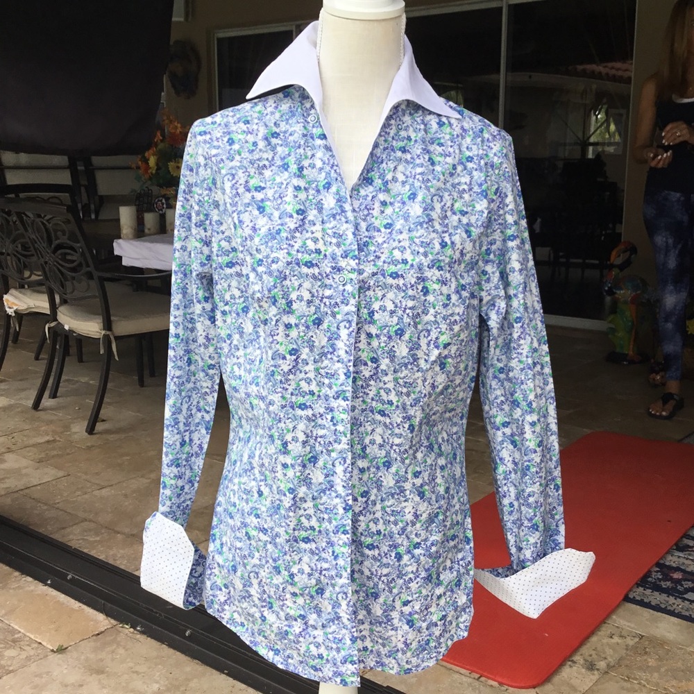 Custom Floral Pattern Collared Button Down